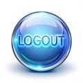 Transparent glowing logout button with floating text
