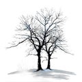 Transparent, Glowing Tree Silhouettes in a Dark, Winter Landscape Royalty Free Stock Photo