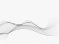 Transparent gray abstract wave, wavy lines. Royalty Free Stock Photo