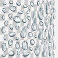 Transparent gray drops flowing along a cylindrical surface