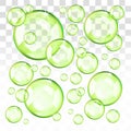 Transparent green bubbles with transparent background Royalty Free Stock Photo