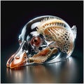 Transparent head of duck in which you can see internal organs and bones in detail. AI generated