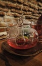 Transparent Heat-resistent teapot on a table Royalty Free Stock Photo