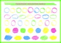 Transparent highlight pen circle frame set vector