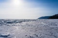 Transparent hummocks covered with frost against a blue sky background. Royalty Free Stock Photo