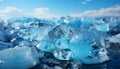 Transparent ice crystal reflects vibrant blue in nature frozen beauty generated by AI Royalty Free Stock Photo