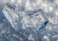 Transparent ice crystals with geometric structures rest on a bed Royalty Free Stock Photo