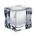 Transparent ice cube with a slightly rounded shape and smooth surface reflecting Royalty Free Stock Photo