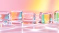 Transparent Ice Cubes on Pink Surface Reflecting Light with Gradient Background Royalty Free Stock Photo