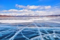 Transparent ice large mountain lake Royalty Free Stock Photo