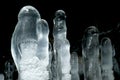 Transparent ice stalagmites