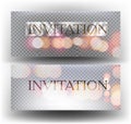 Transparent invitation cards with bokeh background.