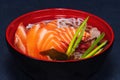Transparent Japanese soup with salmon