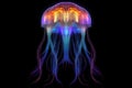 transparent jellyfish with vibrant illuminated pattern