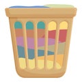 Transparent laundry box icon cartoon . Wash basket