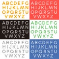 Transparent letters alphabet. White and color transparent alphabet on background.