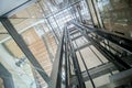 Transparent lift modern elevator shaft glass building