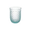 Transparent light blue empty glass curve retro design on white isolated. Royalty Free Stock Photo