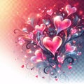 Hearts Adorn Valentines Day Background. Generative ai for illustrations