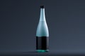 Transparent Matte Glass Bottle With Blank Empty Label. 3D Rendering.