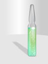 Transparent Medical Ampoule with Neon Green liquid drug solution.Vial hypodermic injection.Treatment disease care and