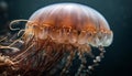 Transparent moon jellyfish glows in underwater beauty generated by AI