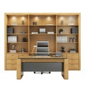 Transparent Office Desk with Built-in Bookcases, Modern Workspace with Storage Solutions Royalty Free Stock Photo