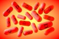 Transparent orange vitamin D capsules. Ergocalciferol, cholecalciferol and dihydroergocalciferol tablets. Vitamin and