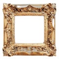 Transparent Ornate Gold Picture Frame, Baroque and Rococo Design Royalty Free Stock Photo