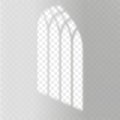 Transparent overlay shadow from the church gothic window. Natural light effect from frame on wall or floor. Mockup
