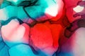 Abstract fluid art painting background in alcohol ink technique, mixture of red, purple and blue paints. Royalty Free Stock Photo