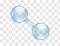 Transparent oxygen molecule bubble shape. Glowing o2 molecular formula model