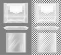 Transparent package with flap for snacks, food, chips, cheese and spices