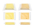 Transparent packaging. Cheese with holes Royalty Free Stock Photo