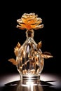 Transparent perfume bottle, flower, product photography