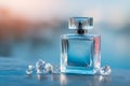 Square glass perfume bottle with reflections Royalty Free Stock Photo