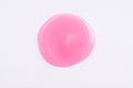 Transparent pink cosmetic sample texture with bubbles. Cosmetic shower gel. Cosmetic rose pink serum, beauty background