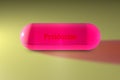 Transparent pink pyridoxine capsule. Vitamin and mineral complex. 3d illustration