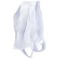 Transparent plastic bag. Symbol of polution and waste. Hand-drawn watercolor illustration isolated on white background