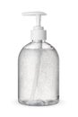 Transparent plastic bottle with liquid hand soap or sanitizer isolated on white Royalty Free Stock Photo