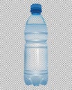 Transparent plastic bottle with mineral water with close blue ca Royalty Free Stock Photo