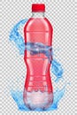 Transparent plastic bottle with water crown and splashes Royalty Free Stock Photo