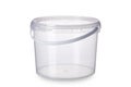 Transparent plastic bucket with transparent lid, plastic containers on white background, food plastic box isolated on white, produ Royalty Free Stock Photo