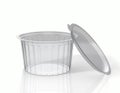 Transparent plastic container with open lid. Royalty Free Stock Photo