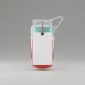 A transparent plastic container with a triangular hook at the top holds a red and green Royalty Free Stock Photo