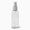 Transparent plastic cosmetic bottle with spray realistic vector illustration. Container for sanitizer, mist, thermal