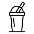 Transparent plastic cup icon, outline style Royalty Free Stock Photo