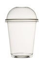 Transparent plastic cup for smoothies and cocktails, with a lid, isolated on a white background. Royalty Free Stock Photo