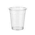 Transparent plastic disposable cup with rim isolated on white background Royalty Free Stock Photo
