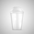 Transparent plastic empty disposable cup for soda or cocktail. Vector illustration isolated on white background Royalty Free Stock Photo